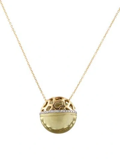 Pre-owned Nanis 18k Citrine & Diamond Pendant Necklace, 16.25" In Multicolor