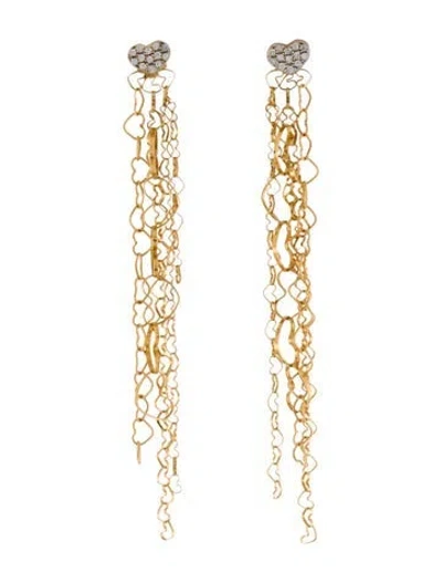 Pre-owned Nanis 18k Diamond Tassel Heart Drop Earrings In Multicolor