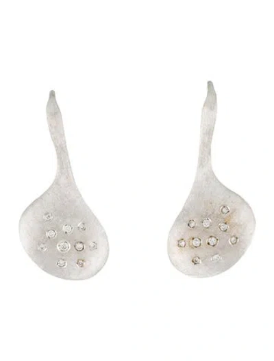 Pre-owned Nanis 18k Diamond Textured Drop Earrings In Multi