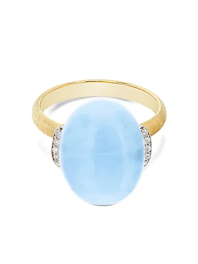 Nanis 18k Yellow Gold Diamond And Aquamarine Ring