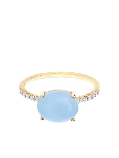 Nanis 18k Yellow Gold Diamond And Aquamarine Ring