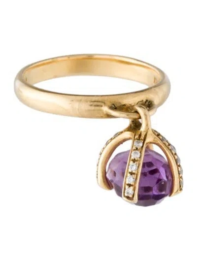 Pre-owned Nanis Amethyst & Diamond Bon Bon Cocktail Ring In Multicolor