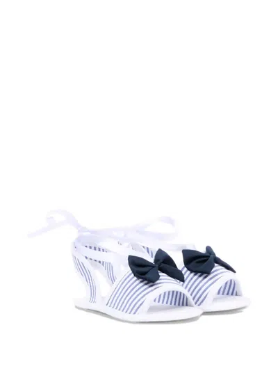 Nanán Babies' Bow Striped Sandals In White
