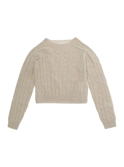 Nanán Cable-knit Round Neck Sweater In Neutral