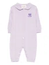 Nanán Collared Embroidered Rompers In Purple