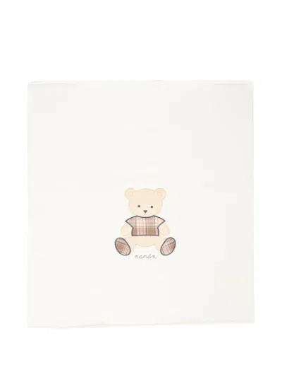 Nanán Cotton Plaid Teddy Blanket In White