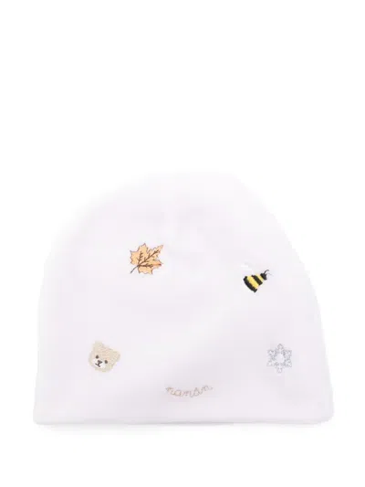Nanán Embroidered Beanie Hat In White