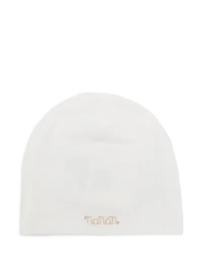Nanán Kids' Embroidered Beanie Hat In White