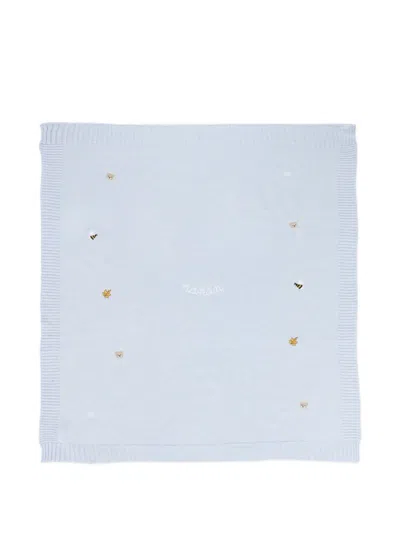Nanán Embroidered-logo Baby Blanket In Blue