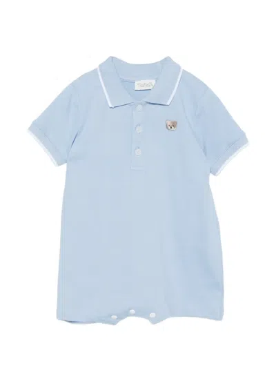Nanán Babies' Embroidered Polo-collar Romper In Blue