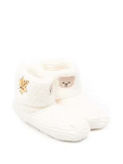 Nanán Babies' Embroidered Slippers In White