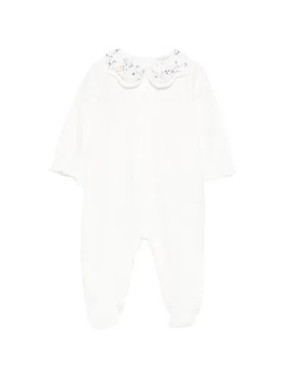 Nanán Babies' Floral-collar Pajama In White