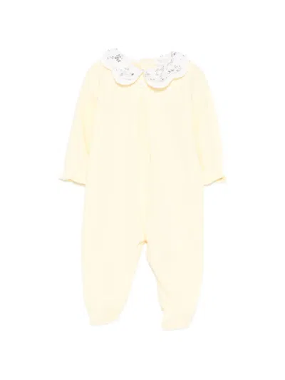 Nanán Babies' Floral-collar Pajama In Yellow