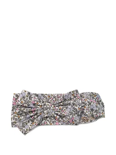 Nanán Babies' Floral-print Bow Headband In White