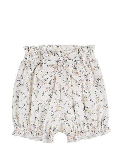 Nanán Babies' Floral-print Bow-detail Shorts In Neutrals
