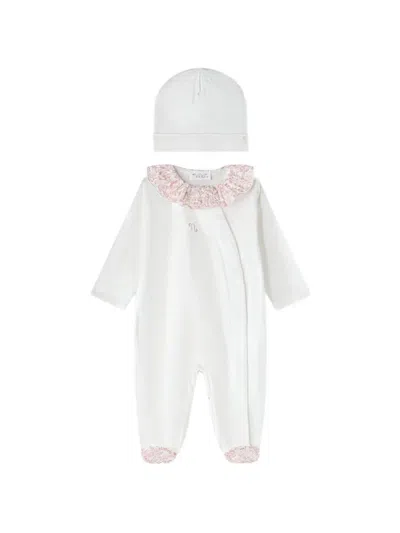 Nanán Floral-print Ruffled Babygrow Set (set Of Two) In White