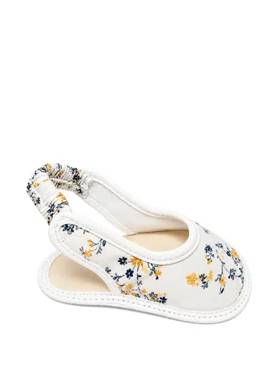 Nanán Babies' Floral-print Slingback Sandals In White