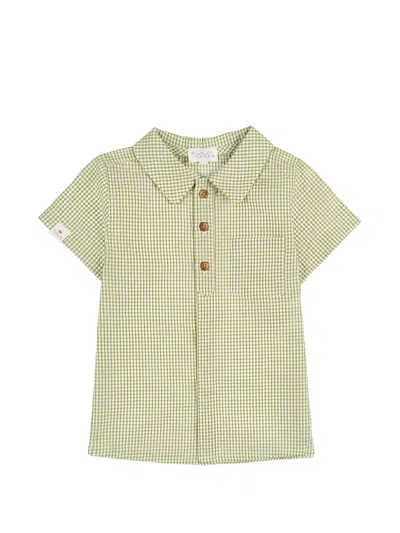 Nanán Babies' Gingham Short-sleeve Shirt In Green