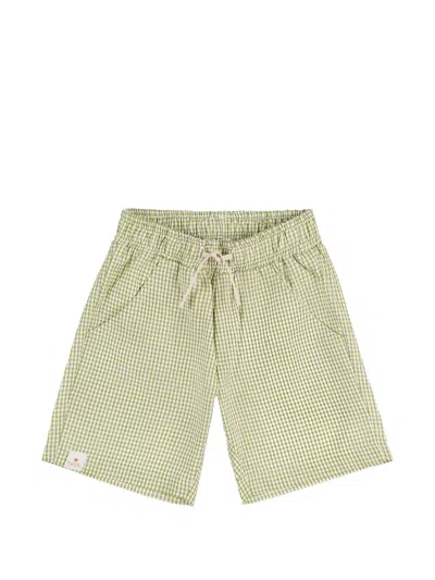 Nanán Babies' Gingham-check Drawstring Shorts In Green