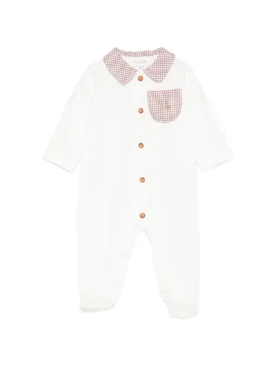 Nanán Babies' Gingham-collar Pajamas In White