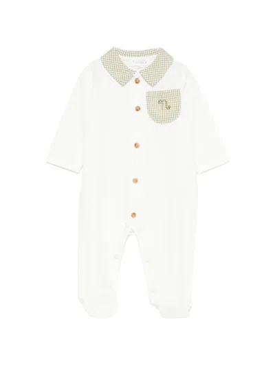 Nanán Babies' Gingham-collar Pajamas In White
