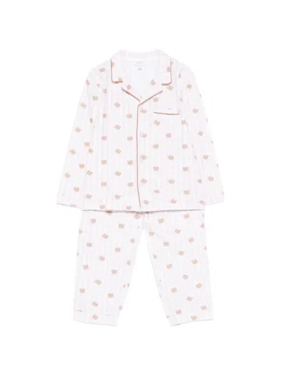 Nanán Kids' Gingham-pattern Bear-detail Pajamas In Pink