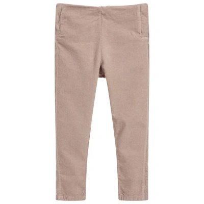 Nanán Babies' Girls Beige Cotton Trousers In Brown
