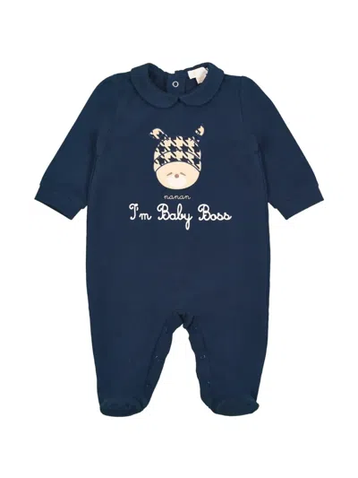 Nanán Graphic-print Collared Babygrow In Blue
