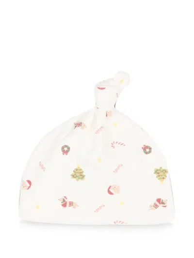 Nanán Babies' Graphic-print Knot-detail Beanie Hat In 中性色