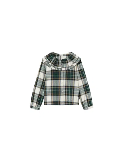 Nanán Kids' Green Tartan Blouse In Multi