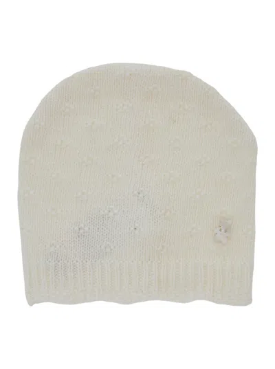 Nanán I26465 Viscose-wool Blend Knit Beanie In White