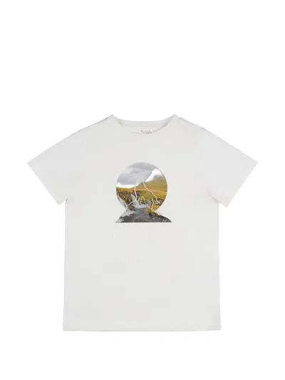 Nanán Kids' Landscape-print Short-sleeve T-shirt In White