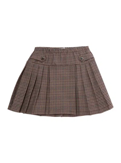 Nanán Pied-de-poule Kilt Skirt In Burgundy
