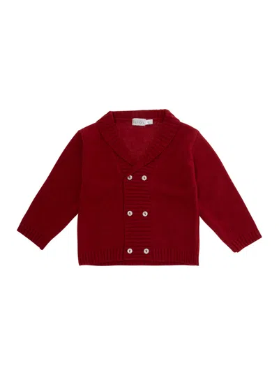 Nanán Pointed-collar Knit Cardigan In Red