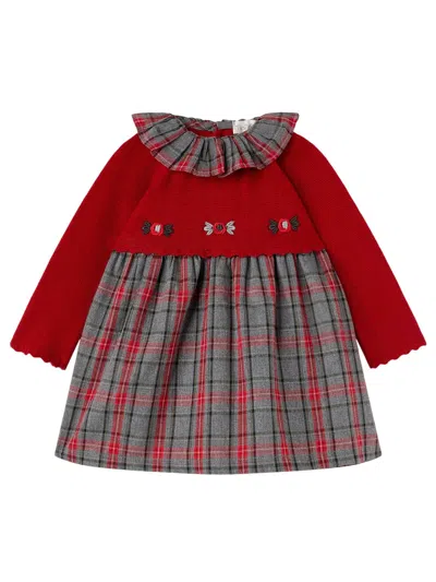 Nanán Kids' Red Tartan Knit Dress In Multi