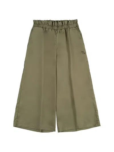Nanán Kids' Ruffled Elasticated-waist Trousers In Green