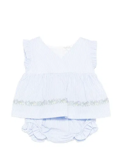Nanán Babies' Ruffled Striped Dress In Blue
