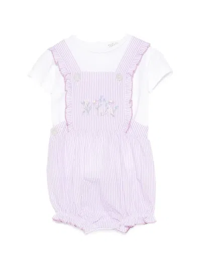 Nanán Babies' Ruffled Striped Shorties In Purple
