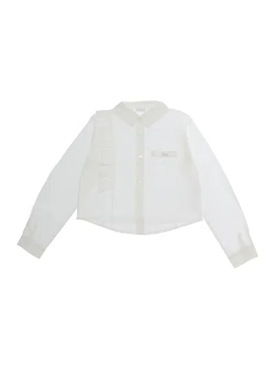 Nanán Kids'  Ruffle-trim Cotton Blouse In White
