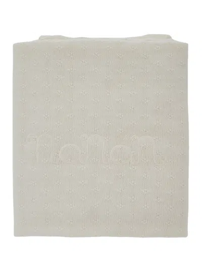 Nanán Scalloped Edge, Viscose Blend Baby Blanket In Neutral