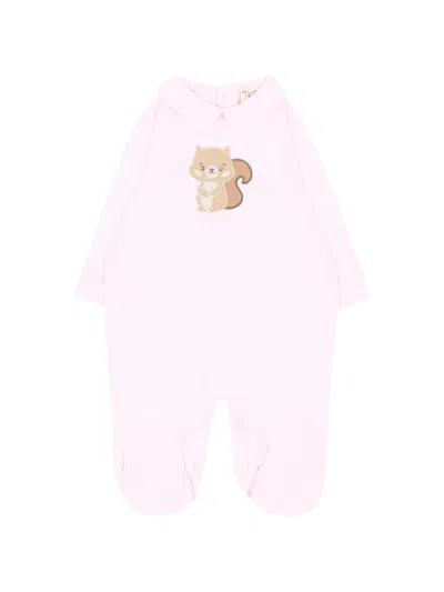 Nanán Babies' Squirrel-patch Peter Pan-collar Pajamas In 粉色