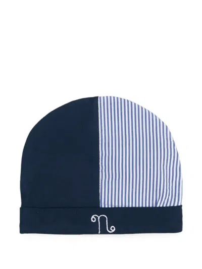 Nanán Babies' Striped Beanie Hat In Blue