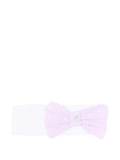 Nanán Babies' Striped Bow Headband In White