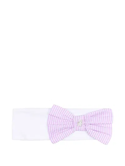 Nanán Babies' Striped Bow Headband In White