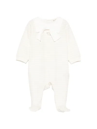 Nanán Babies' Striped Bow-detailed Pyjamas In Neutral
