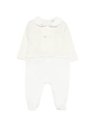 Nanán Babies' Striped Embroidered Pajama In White
