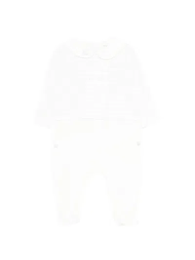 Nanán Babies' Striped Embroidered Pajama In White