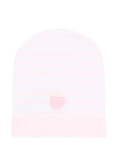 Nanán Babies' Striped Teddy-bear Beanie Hat In White