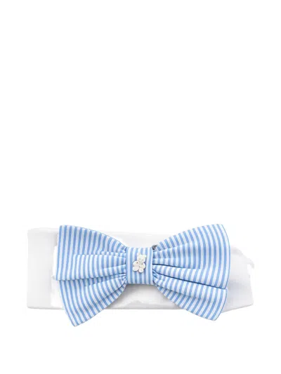Nanán Babies' Stripe-pattern Bow Headband In Blue