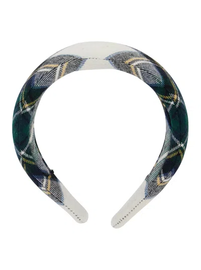 Nanán Tartan Cotton Headband In Navy